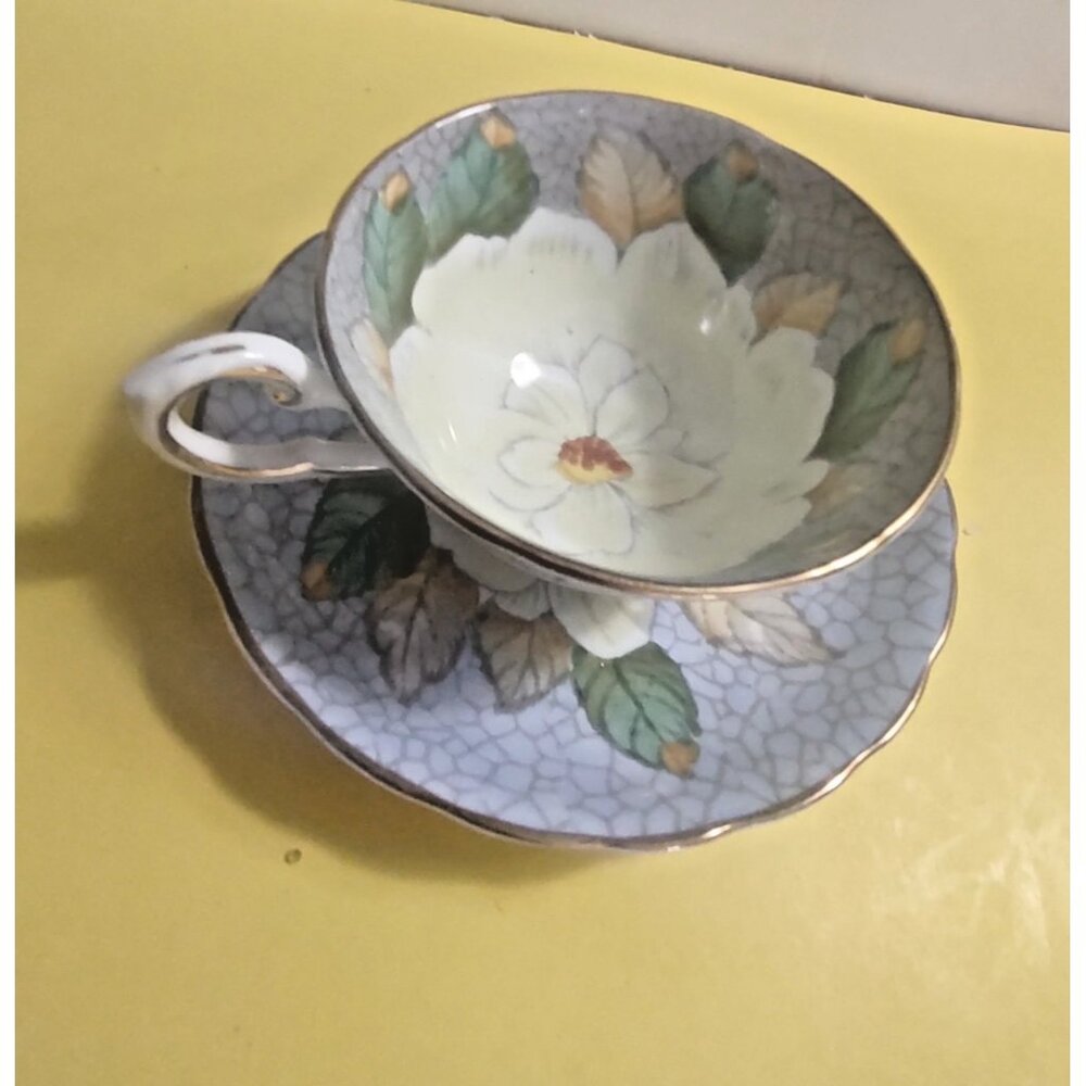 Vintage Tuscan England Gardenia Hand Painted Teacup and Saucer